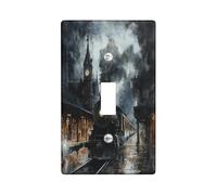 Industry Steam Train Decorative Switch Cover 1 Gang Single Toggle, Mechanical Scenic Wall Plate Cover, Standard Size, Vinatge Steampunk Electrical Faceplate for Bedroom Living Room Decor