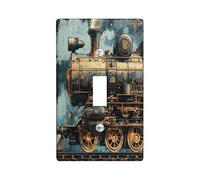 Industry Steam Train Decorative Switch Cover 1 Gang Single Toggle, Mechanical Steampunk Switchcover Wall Plate, Vinatge 70S Electrical Faceplate for Bedroom Living Room Decor