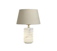 Industville Alabaster Stone Dual Lit Table Lamp, Empire Cotton Shade