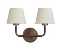 Industville Albany Double Wall Light - Natural Cotton Shades in Bronze | Size: Small Industville Bronze Small