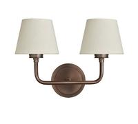 Industville Albany Double Wall Light - Natural Cotton Shades in Bronze | Size: Small Industville Bronze Small
