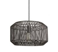 Industville Boho Rattan Ceiling Pendant - 18 Inch - Drum, Black