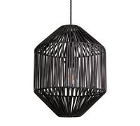 Industville Boho Rattan Ceiling Pendant Light - 12 Inch - Diamond, Black