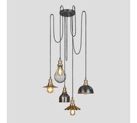 Industville Brooklyn 5 Wire Pendant, Brass, Incl Shades
