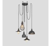 Industville Brooklyn 5 Wire Pendant, Pewter, Incl Shades