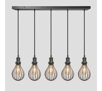 Industville Brooklyn Balloon Cage 5 Wire Cluster Lights, 6 Inch, Pewter, Pewter Holder