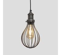 Industville Brooklyn Balloon Cage Pendant, 6 Inch, Pewter, Pewter Holder