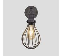 Industville Brooklyn Balloon Cage Wall Light, 6 Inch, Pewter, Pewter Holder