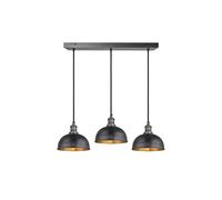 Industville Brooklyn Dome 3 Wire Cluster Lights, 8 inch, Pewter & Brass, Pewter holder in Bronze Industville Bronze