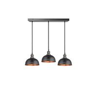 Industville Brooklyn Dome 3 Wire Cluster Lights, 8 inch, Pewter & Copper, Pewter holder in Copper Industville Copper