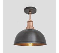Industville Brooklyn Dome Flush Mount, 8 Inch, Pewter & Copper, Copper Holder