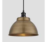 Industville Brooklyn Dome Pendant, 13 Inch, Brass, Black Holder