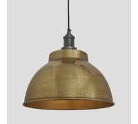 Industville Brooklyn Dome Pendant, 13 Inch, Brass, Pewter Holder