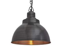 Industville - Brooklyn Dome Pendant - 13 Inch - Ceiling Light - Light Shade - Black/Copper Colour - Pewter/Copper/Brass Material - 30.5 CM X 33 CM X 33 CM