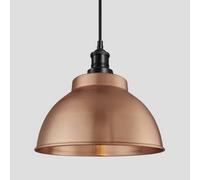 Industville Brooklyn Dome Pendant, 13 Inch, Copper, Black Holder
