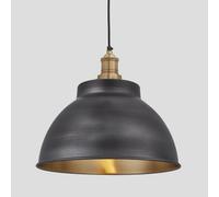 Industville Brooklyn Dome Pendant, 13 Inch, Pewter & Brass, Brass Holder