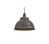 Industville Brooklyn Dome Pendant, 13 Inch, Pewter, Pewter Holder in Dark Grey Industville Dark Grey