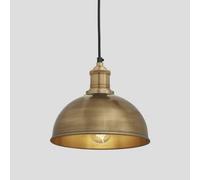 Industville Brooklyn Dome Pendant, 8 Inch, Brass, Brass Holder