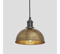 Industville Brooklyn Dome Pendant, 8 Inch, Brass, Pewter Holder