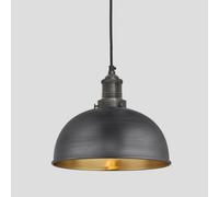 Industville Brooklyn Dome Pendant, 8 Inch, Pewter & Brass, Pewter Holder