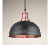 Industville Brooklyn Dome Pendant, 8 Inch, Pewter & Copper, Copper Holder