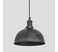 Industville Brooklyn Dome Pendant, 8 Inch, Pewter, Pewter Holder