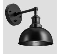 Industville Brooklyn Dome Wall Light, 8 Inch, Black, Black Holder