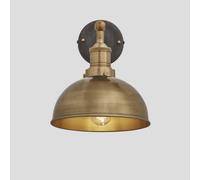 Industville Brooklyn Dome Wall Light, 8 Inch, Brass, Brass Holder