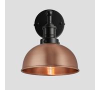 Industville Brooklyn Dome Wall Light, 8 Inch, Copper, Black Holder