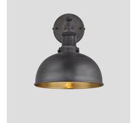 Industville Brooklyn Dome Wall Light, 8 Inch, Pewter & Brass, Pewter Holder