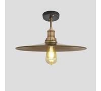 Industville Brooklyn Flat Flush Mount, 15 Inch, Brass, Brass Holder