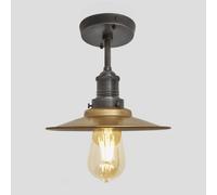 Industville Brooklyn Flat Flush Mount, 8 Inch, Brass, Pewter Holder