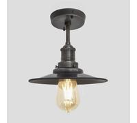 Industville Brooklyn Flat Flush Mount, 8 Inch, Pewter, Pewter Holder