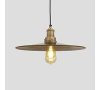 Industville Brooklyn Flat Pendant, 15 Inch, Brass, Brass Holder
