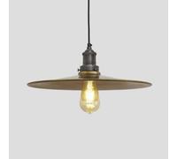 Industville Brooklyn Flat Pendant, 15 Inch, Brass, Pewter Holder