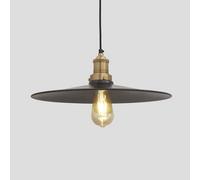 Industville Brooklyn Flat Pendant, 15 Inch, Pewter- Brass Holder