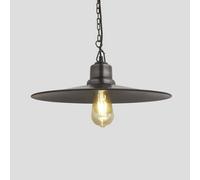 Industville Brooklyn Flat Pendant, 15 Inch, Pewter- Pewter Chain Holder