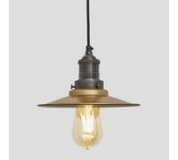 Industville Brooklyn Flat Pendant, 8 Inch, Brass, Pewter Holder