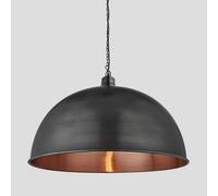 Industville Brooklyn Giant Dome Pendant, 24 Inch, Pewter & Copper, Pewter Chain Holder