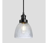 Industville Brooklyn Glass Cone Pendant, 7 Inch, Black Holder