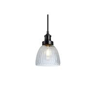 Industville Brooklyn Glass Cone Pendant, 7 Inch, Black Holder