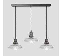Industville Brooklyn Glass Dome 3 Wire Cluster Lights, 8 inch, Pewter holder in Dark Grey Industville Dark Grey