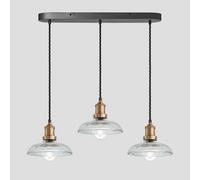 Industville Brooklyn Glass Dome 3 Wire Oval Cluster Lights, 8 inch, Brass holder in Bronze Industville Bronze