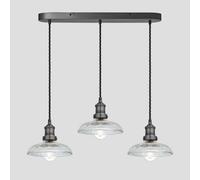 Industville Brooklyn Glass Dome 3 Wire Oval Cluster Lights, 8 inch, Pewter holder in Dark Grey Industville Dark Grey