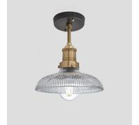 Industville Brooklyn Glass Dome Flush Mount, 8 Inch, Brass Holder