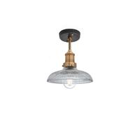Industville Brooklyn Glass Dome Flush Mount, 8 Inch, Brass Holder in Bronze Industville Bronze
