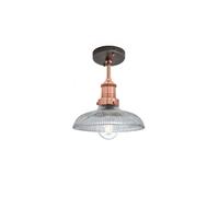 Industville Brooklyn Glass Dome Flush Mount, 8 Inch, Copper Holder Industville Copper