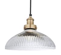 Industville - Brooklyn Glass Dome Pendant - 12 Inch - Ceiling Light - Light Shade - Brass/Clear Colour - Brass/Glass Material - 25 CM X 30 CM X 30 CM