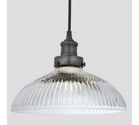 Industville Brooklyn Glass Dome Pendant, 12 Inch, Pewter Holder