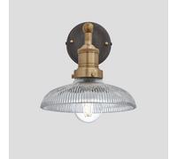 Industville Brooklyn Glass Dome Wall Light, 8 Inch, Brass Holder